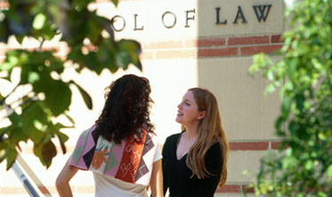 UCLA law students in a courtyard